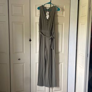 Pink Rose Jump Suit - olive green